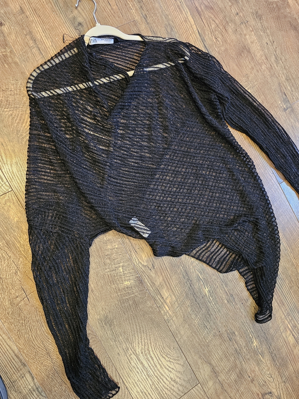 Zara Black Open-Knit Lightweight Women's Sweater